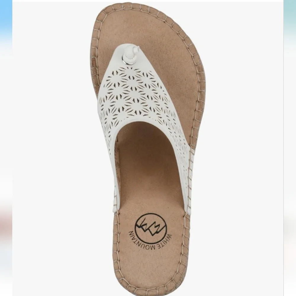 White Mountain Beaux Espadrilles White/Smooth Wedge Sandals Women's Size 9 NIB